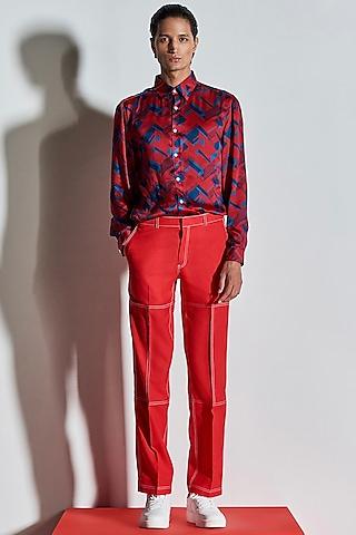 red bemberg silk shirt