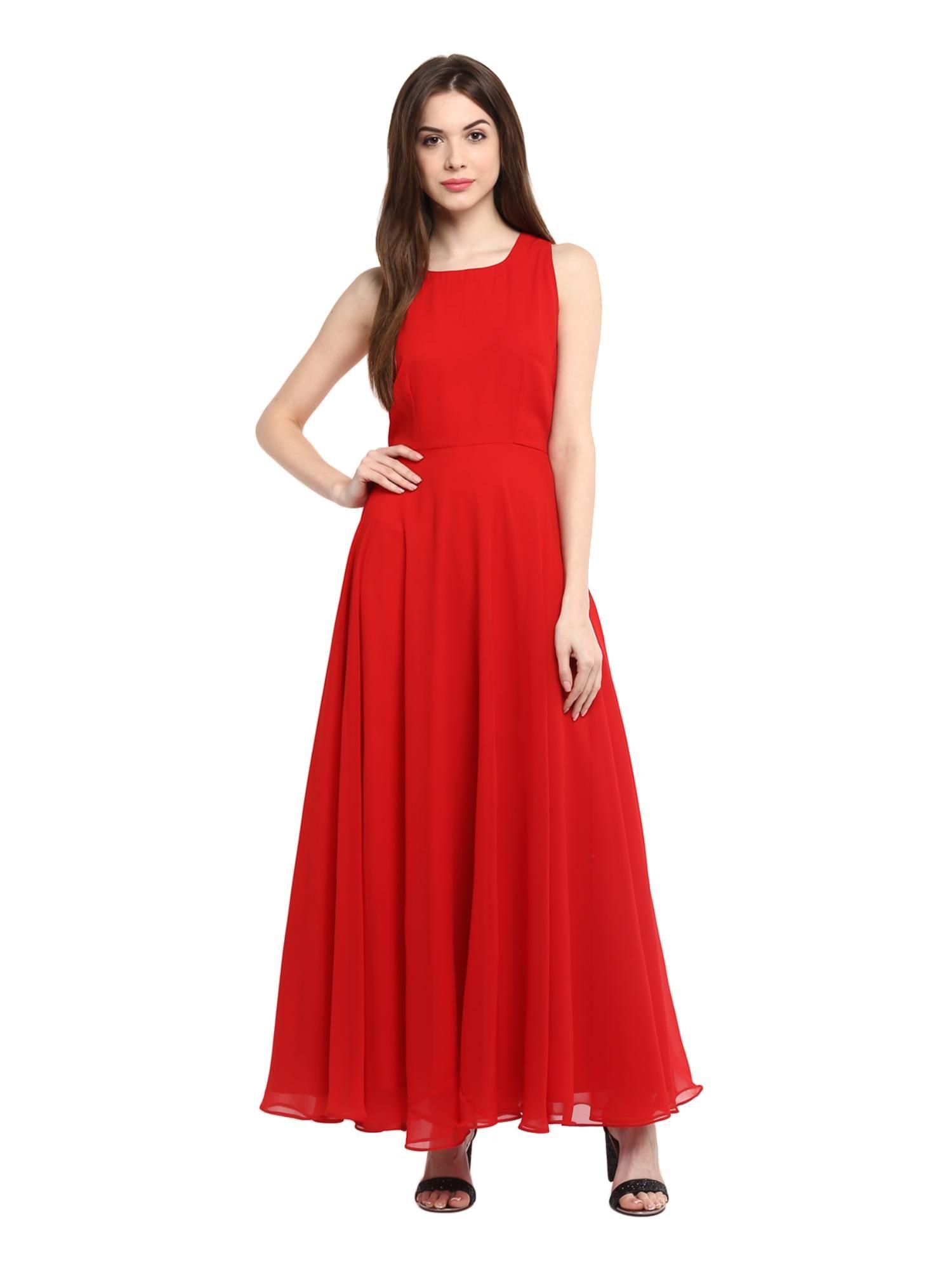 red bias long maxi dress
