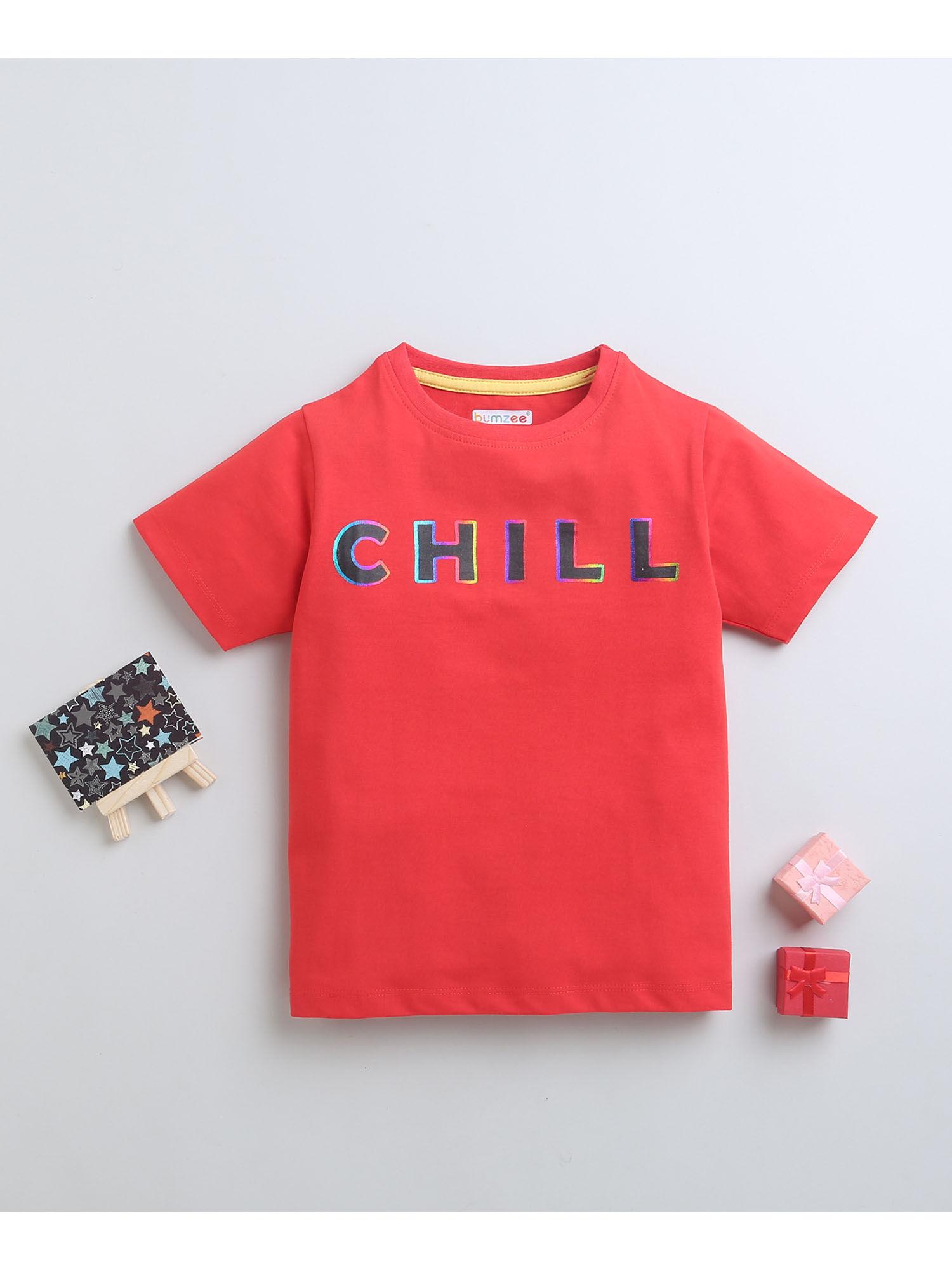 red boys half sleeves graphic t-shirt
