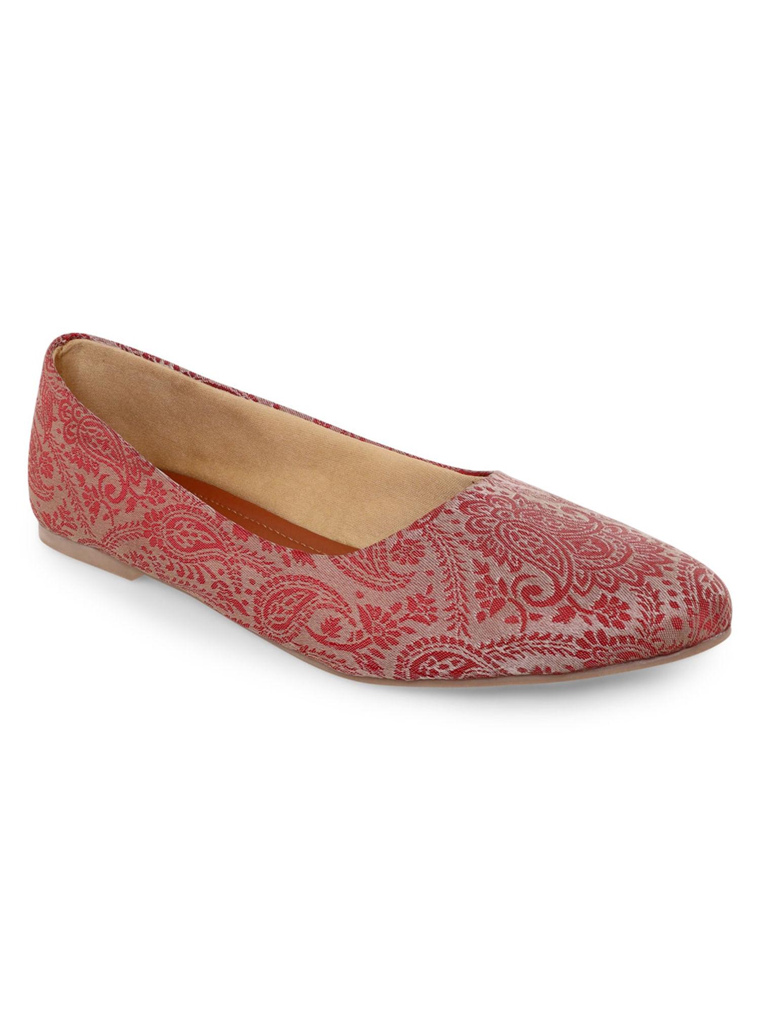 red brocade woven ballerina