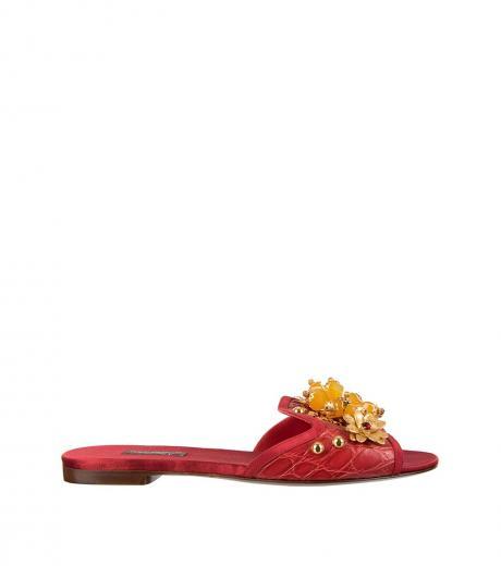 red brooch embellished flats