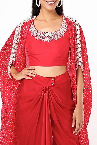 red cape set with shell work
