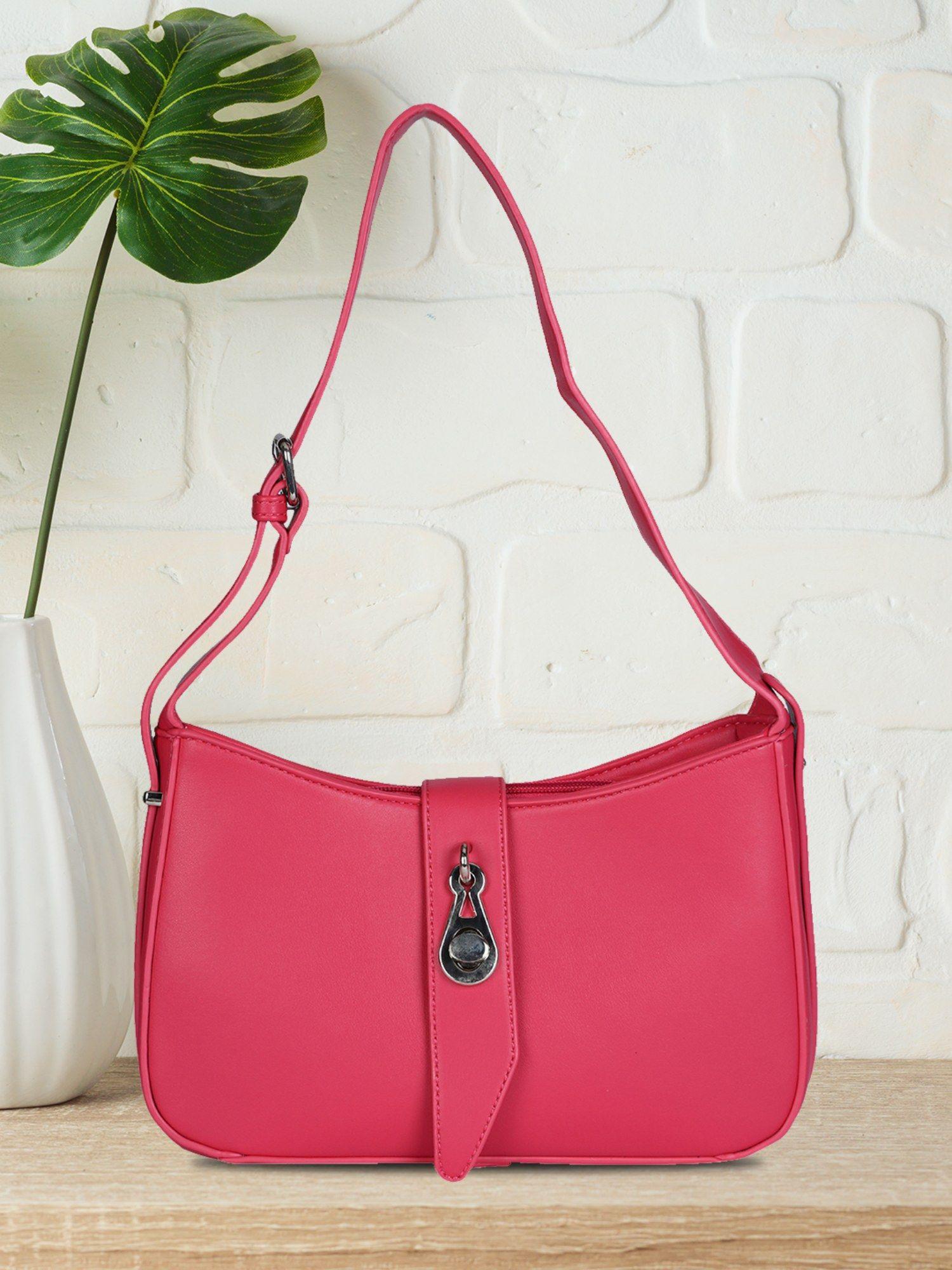 red casual pu solid handheld bag