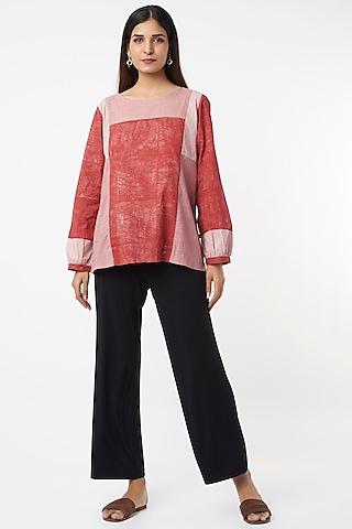 red chanderi cotton tunic