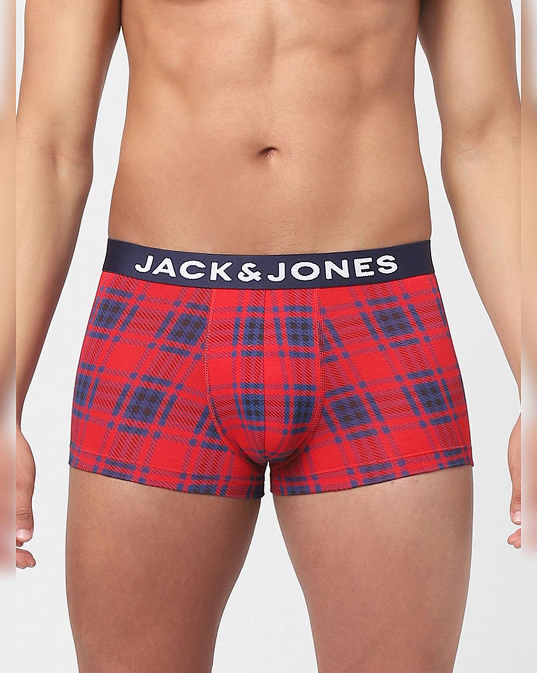 red check & blue printed briefs - pack of 2