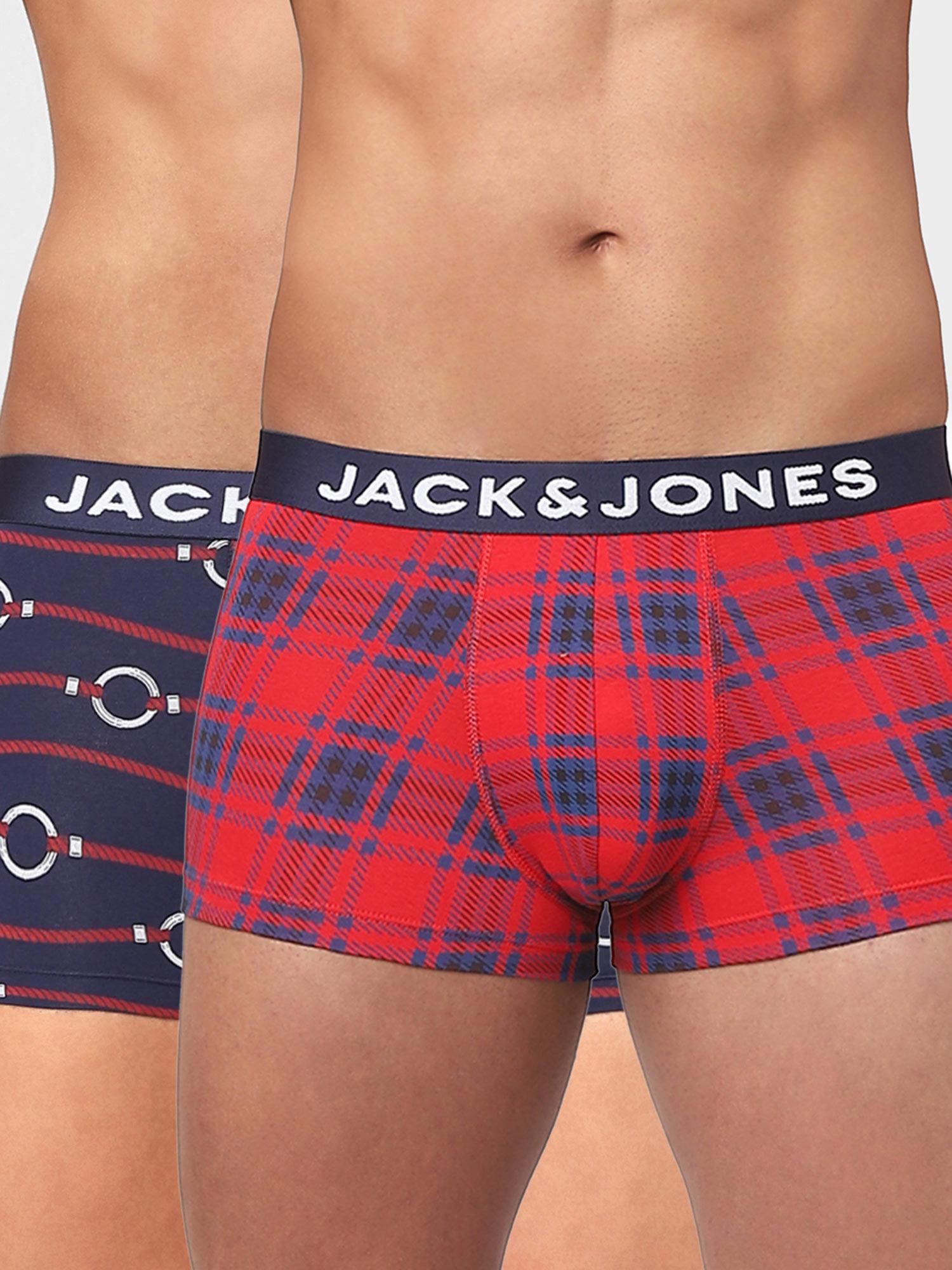 red check & blue printed briefs