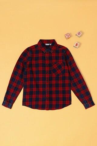 red check casual full sleeves regular collar boys regular fit shirt