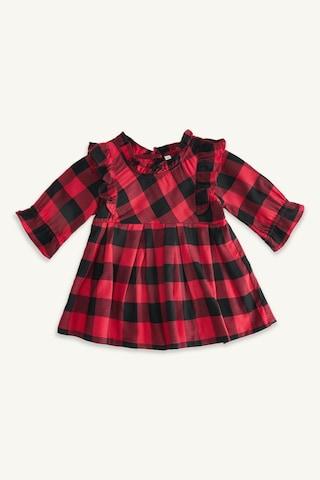 red check casual full sleeves round neck baby regular fit blouse