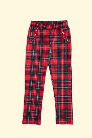 red check full length casual girls regular fit jeggings