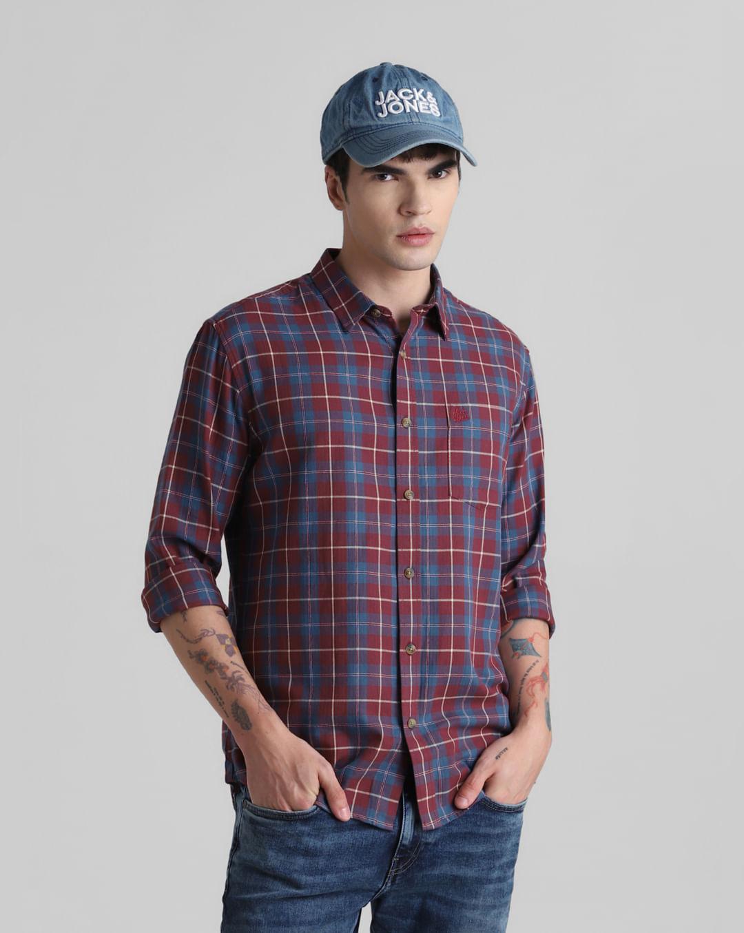 red check full sleeves shirt