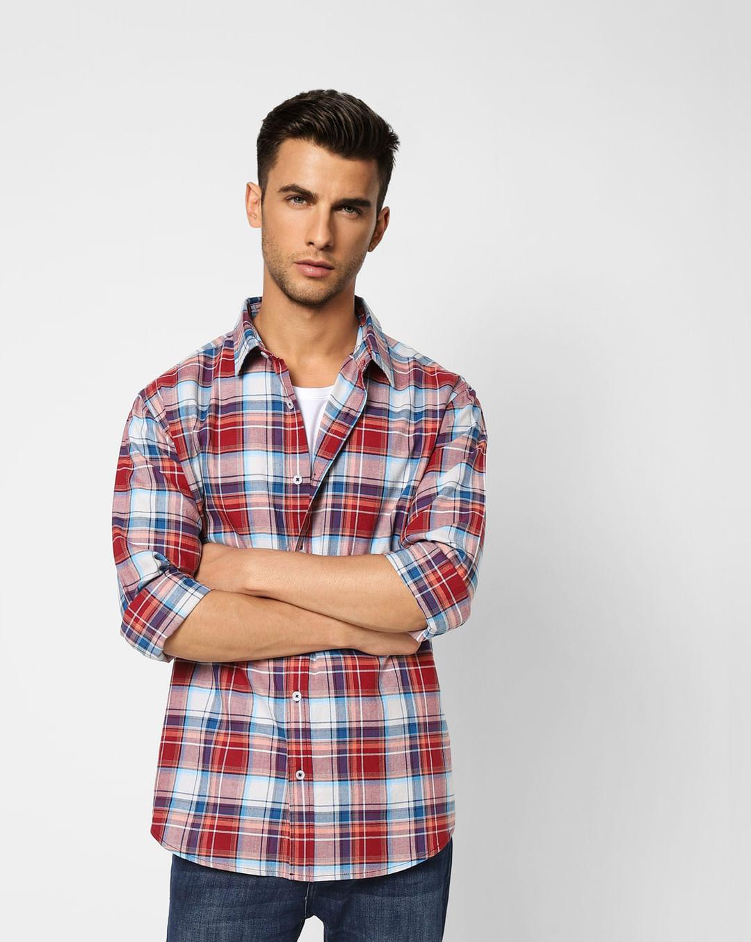 red check full sleeves shirt