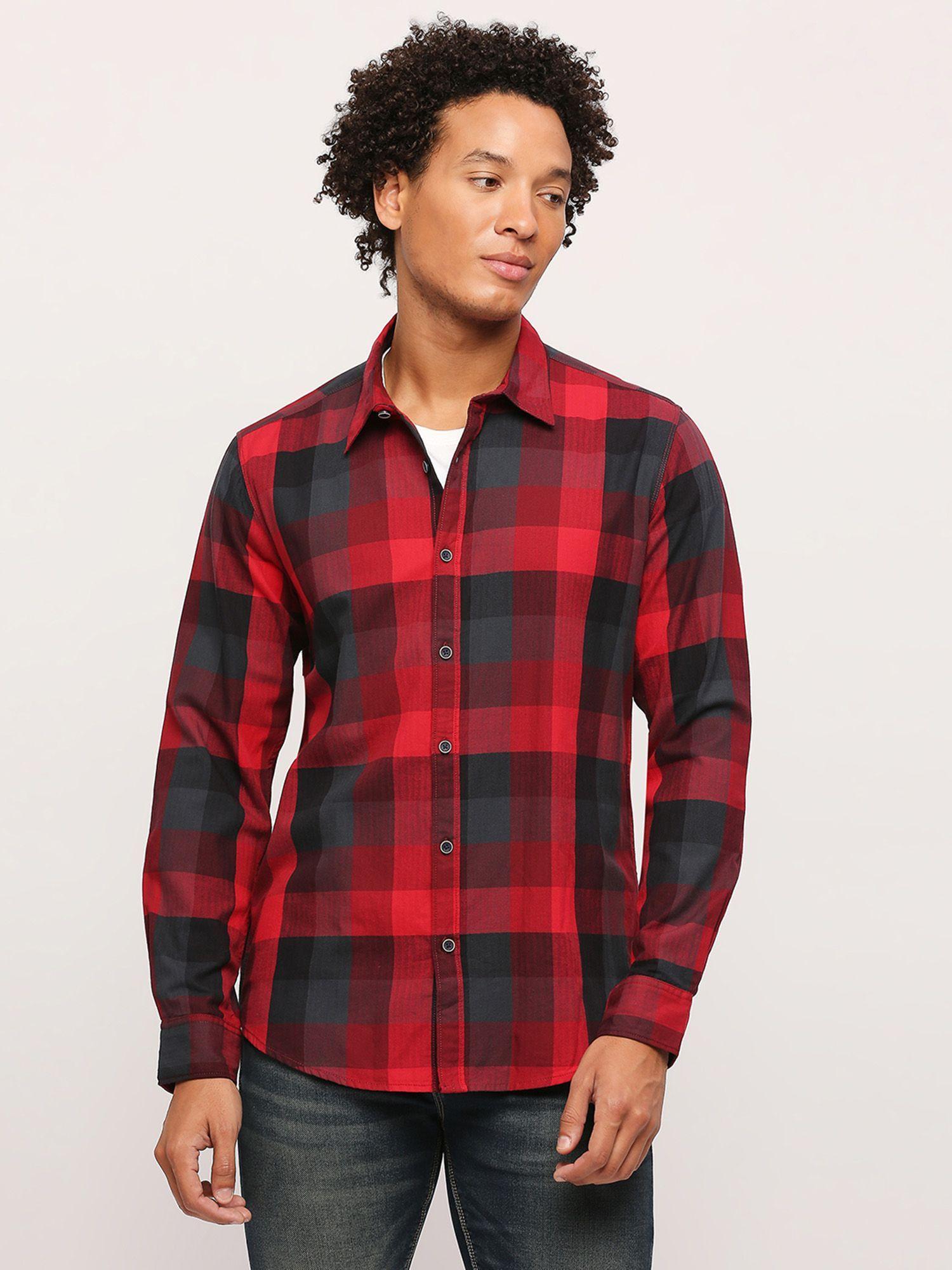 red checks long sleeve shirt