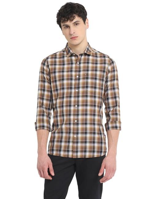 red chief black & brown slim fit check shirt