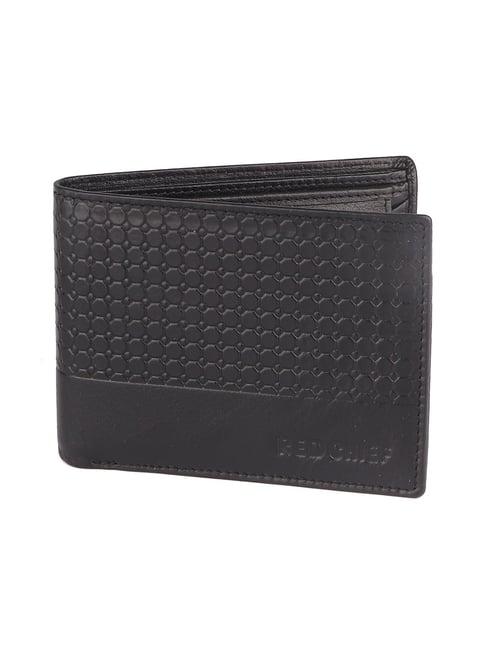 red chief black leather bi-fold wallet for men