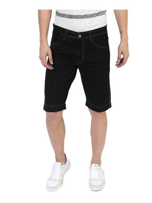red chief black regular fit shorts