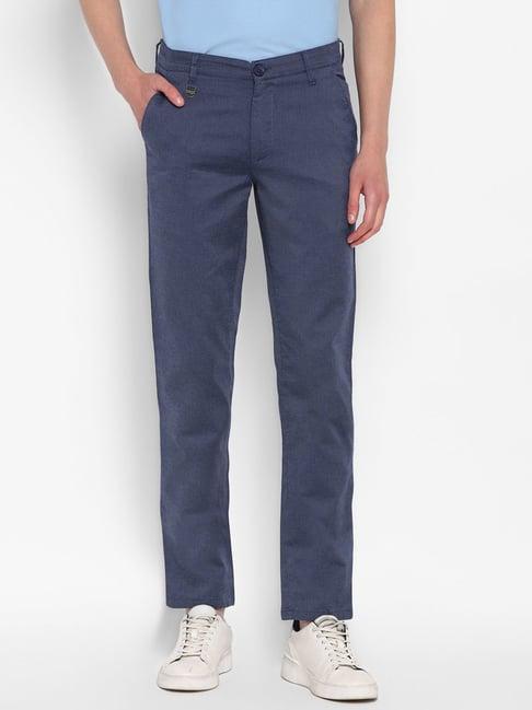 red chief blue narrow fit textured trousers