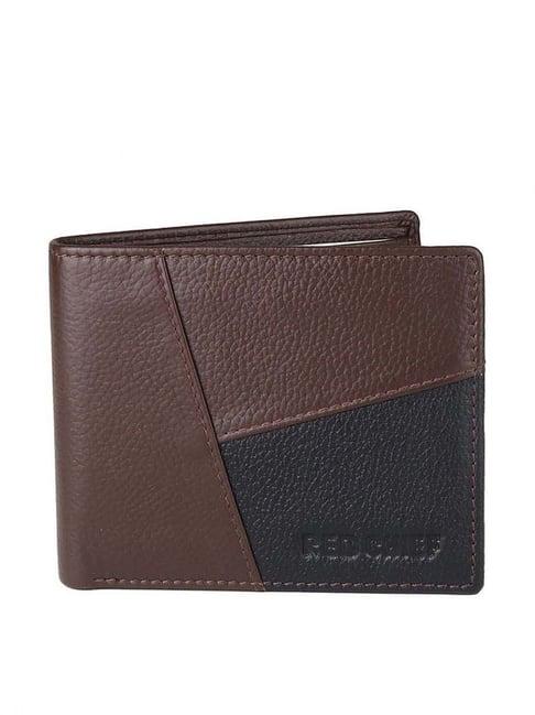 red chief brown casual leather bi-fold wallet for men