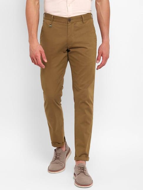 red chief brown relaxed fit flat front trousers