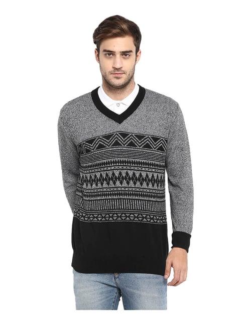 red chief grey & black printed sweater