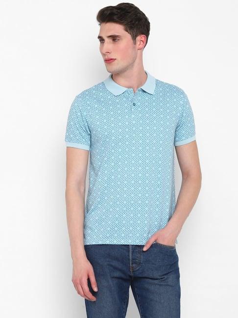 red chief light blue regular fit printed polo t-shirt