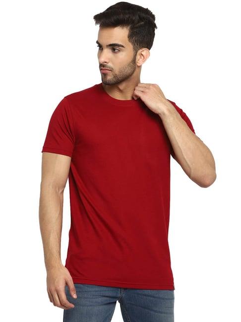 red chief maroon regular fit t-shirt