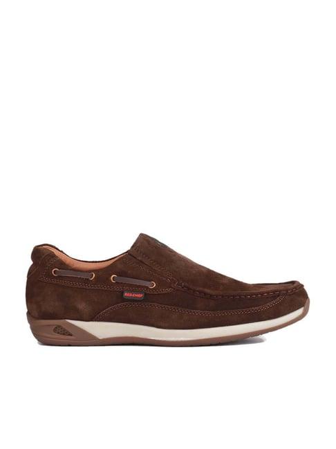 red chief men's brown casual slip-ons