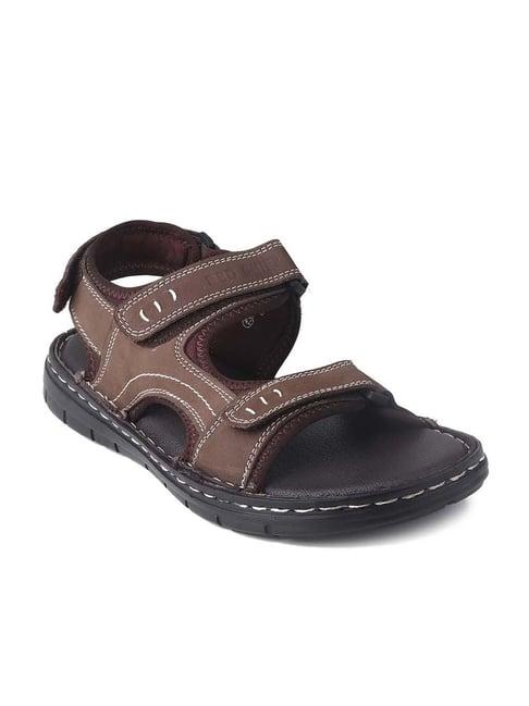 red chief men's brown floater sandals