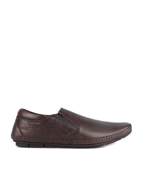 red chief men's brown formal loafers