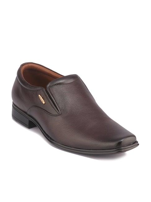 red chief men's brown formal slip-ons