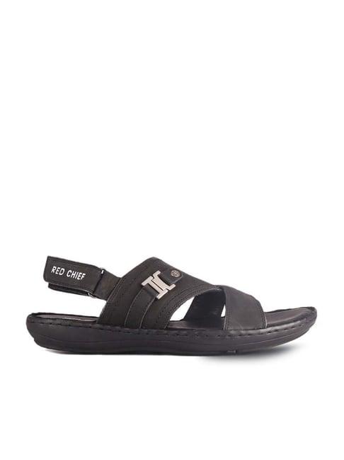 red chief men's coal black back strap sandals