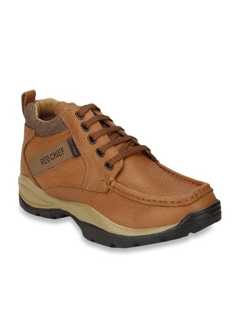 red chief men's tan derby boots