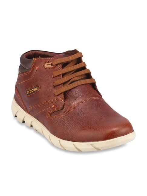 red chief men's tan derby boots