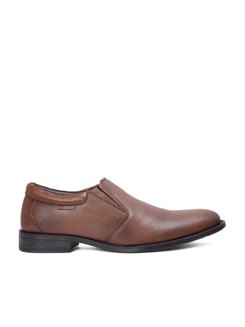 red chief men's tan formal slip-ons