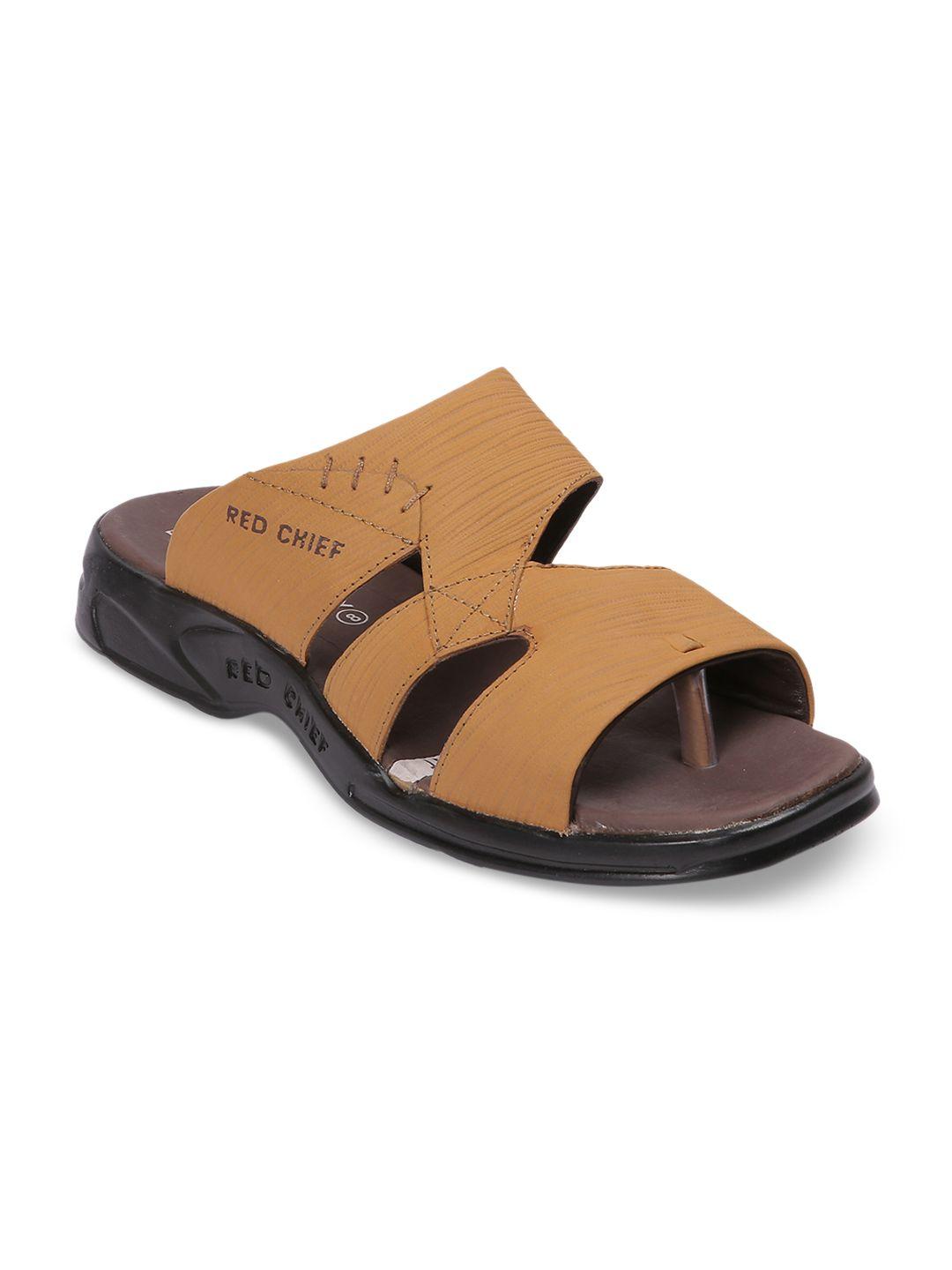 red chief men beige leather comfort sandals