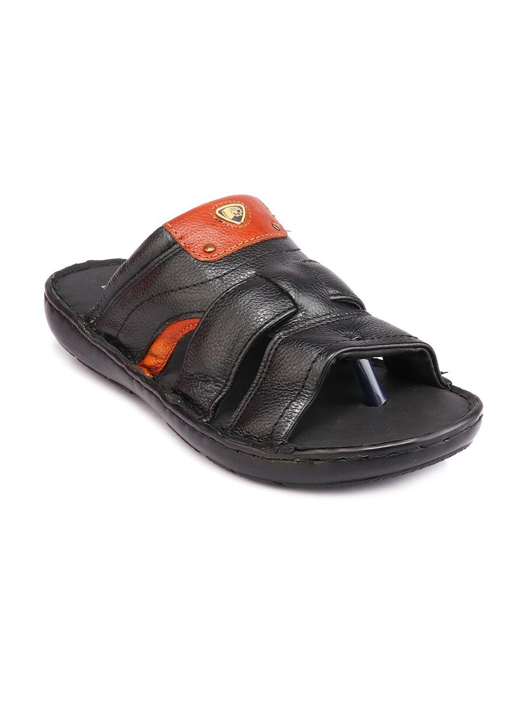 red chief men black & orange thong flip-flops