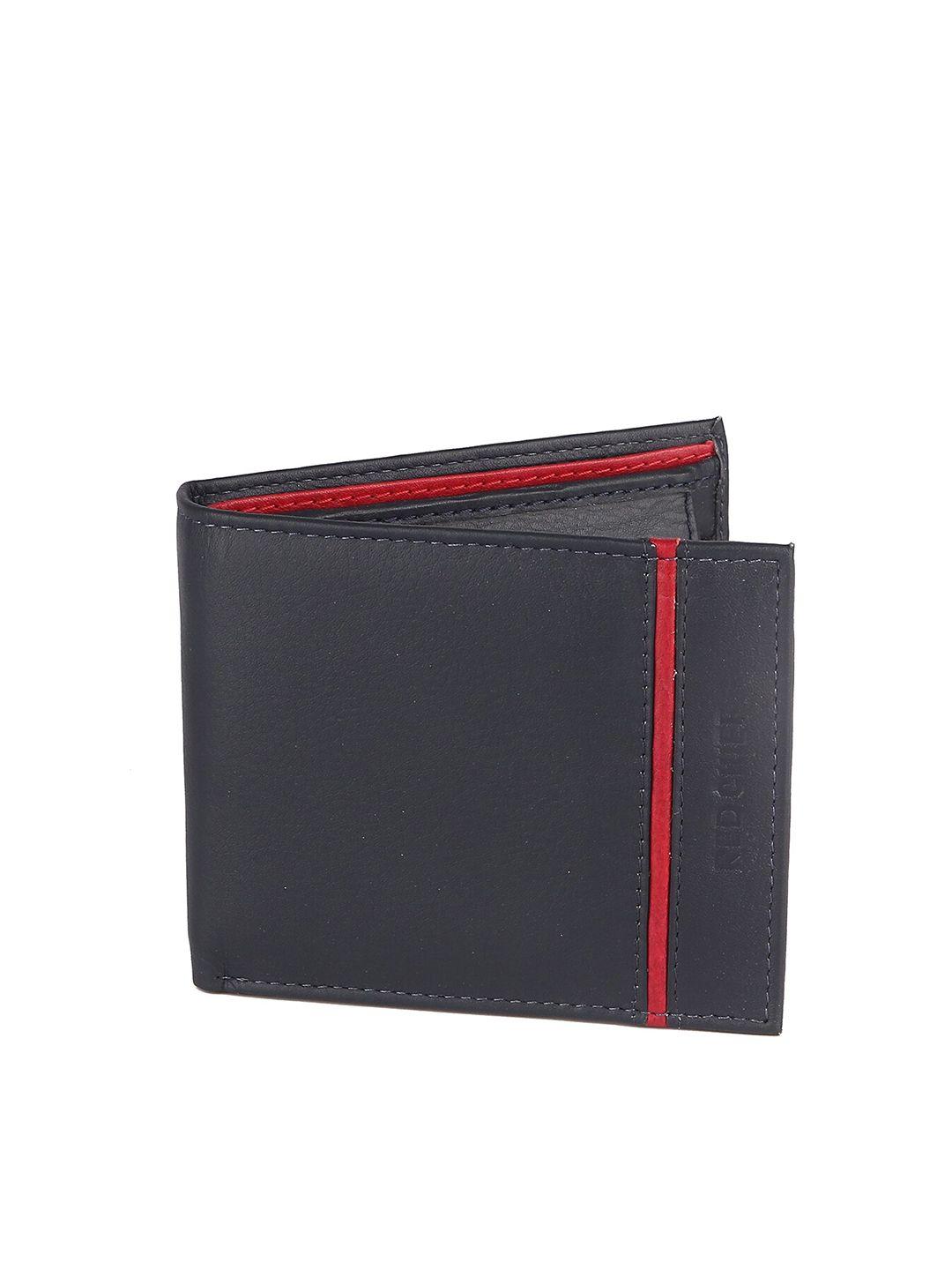 red chief men black & red leather two fold wallet