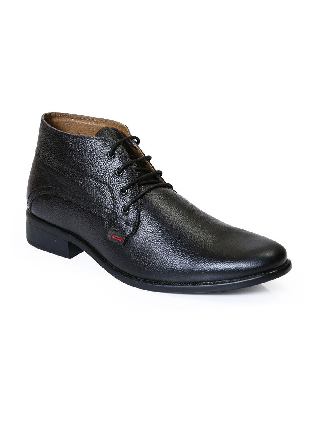 red chief men black leather boots