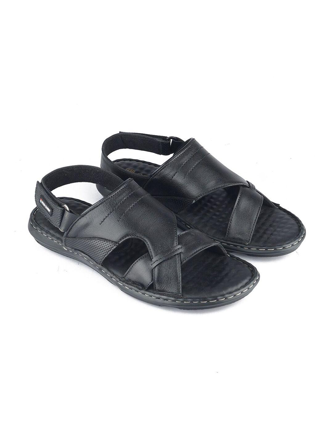 red chief men black leather comfort sandals