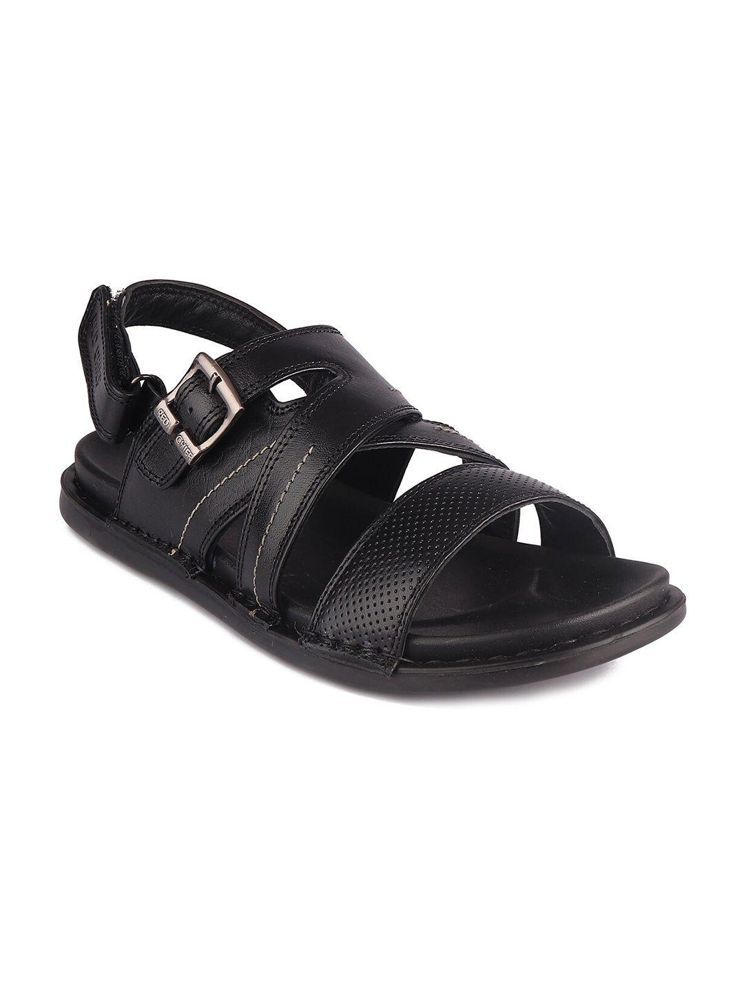 red chief men black leather comfort sandals