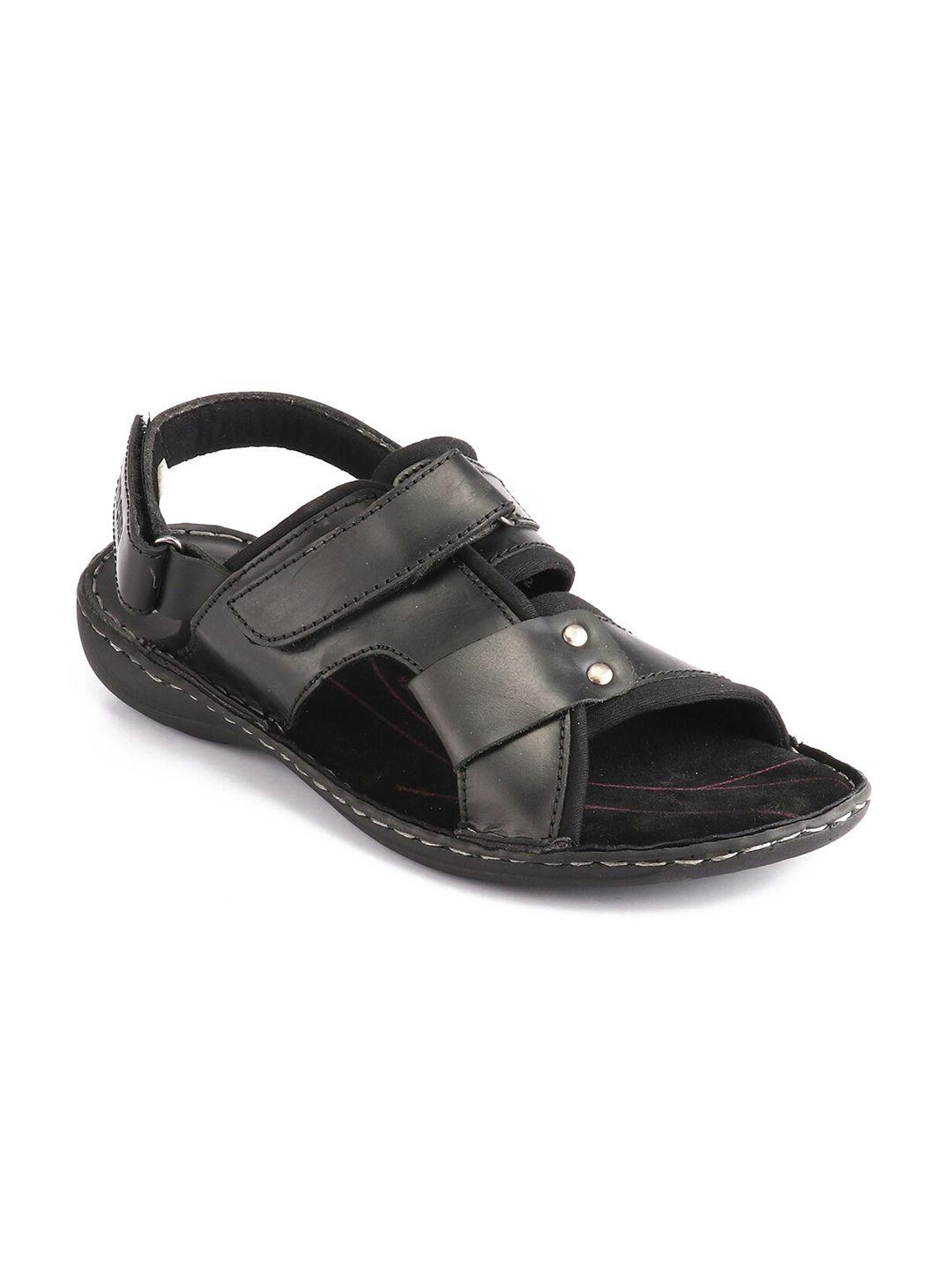 red chief men black leather comfort sandals