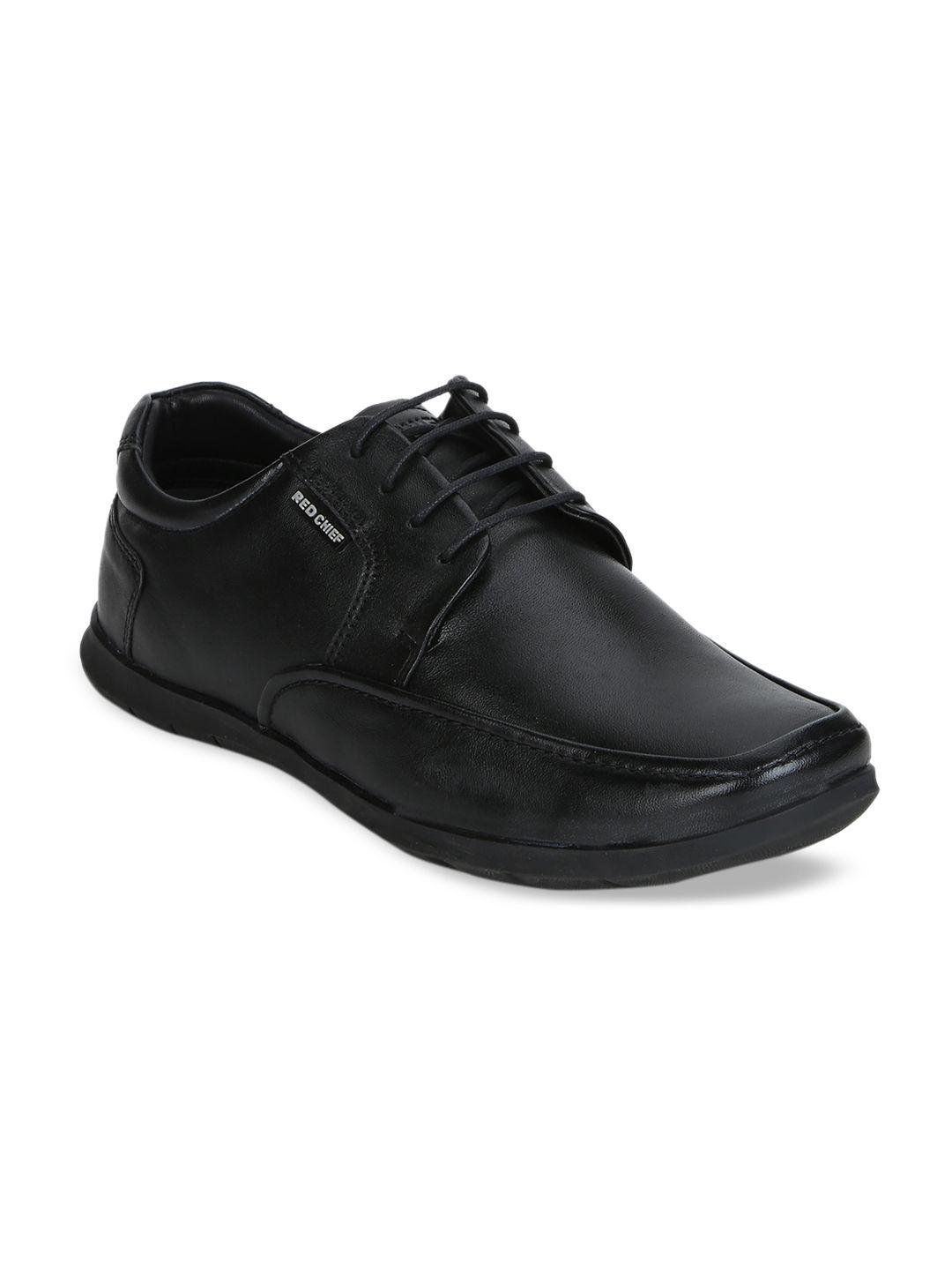 red chief men black leather formal shoes