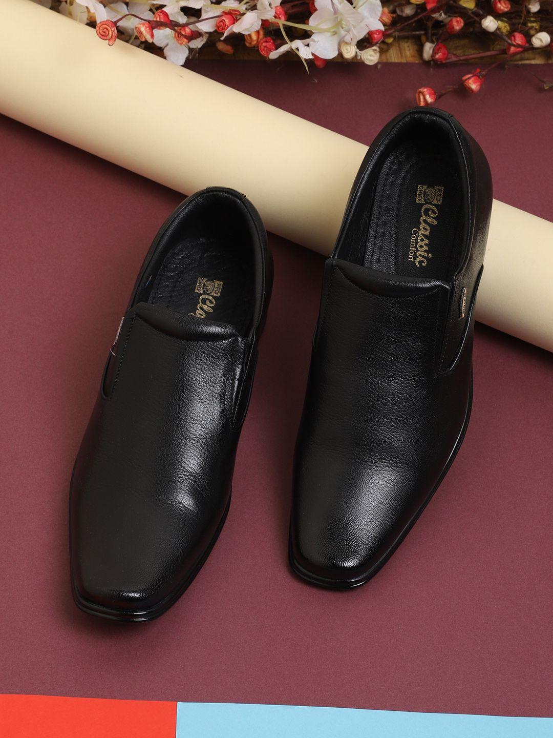 red chief men black leather formal shoes