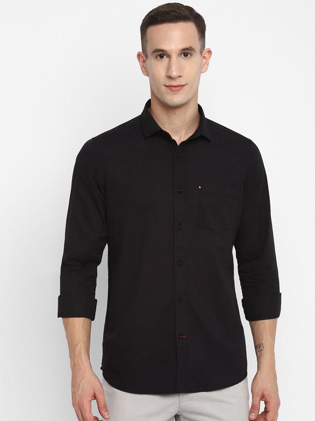 red chief men black slim fit casual shirt