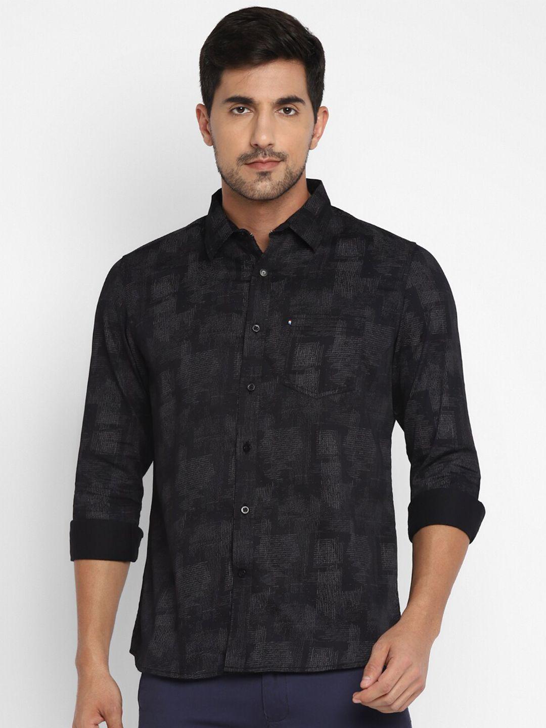 red chief men black slim fit printed pure cotton casual shirt