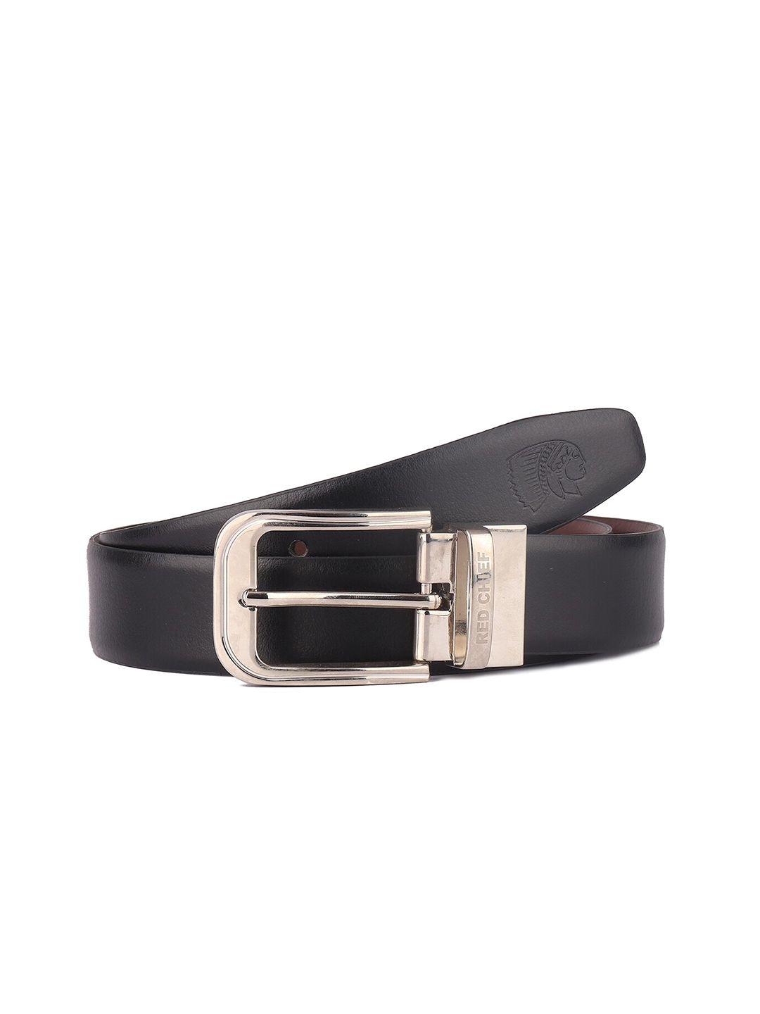 red chief men black solid leather belt