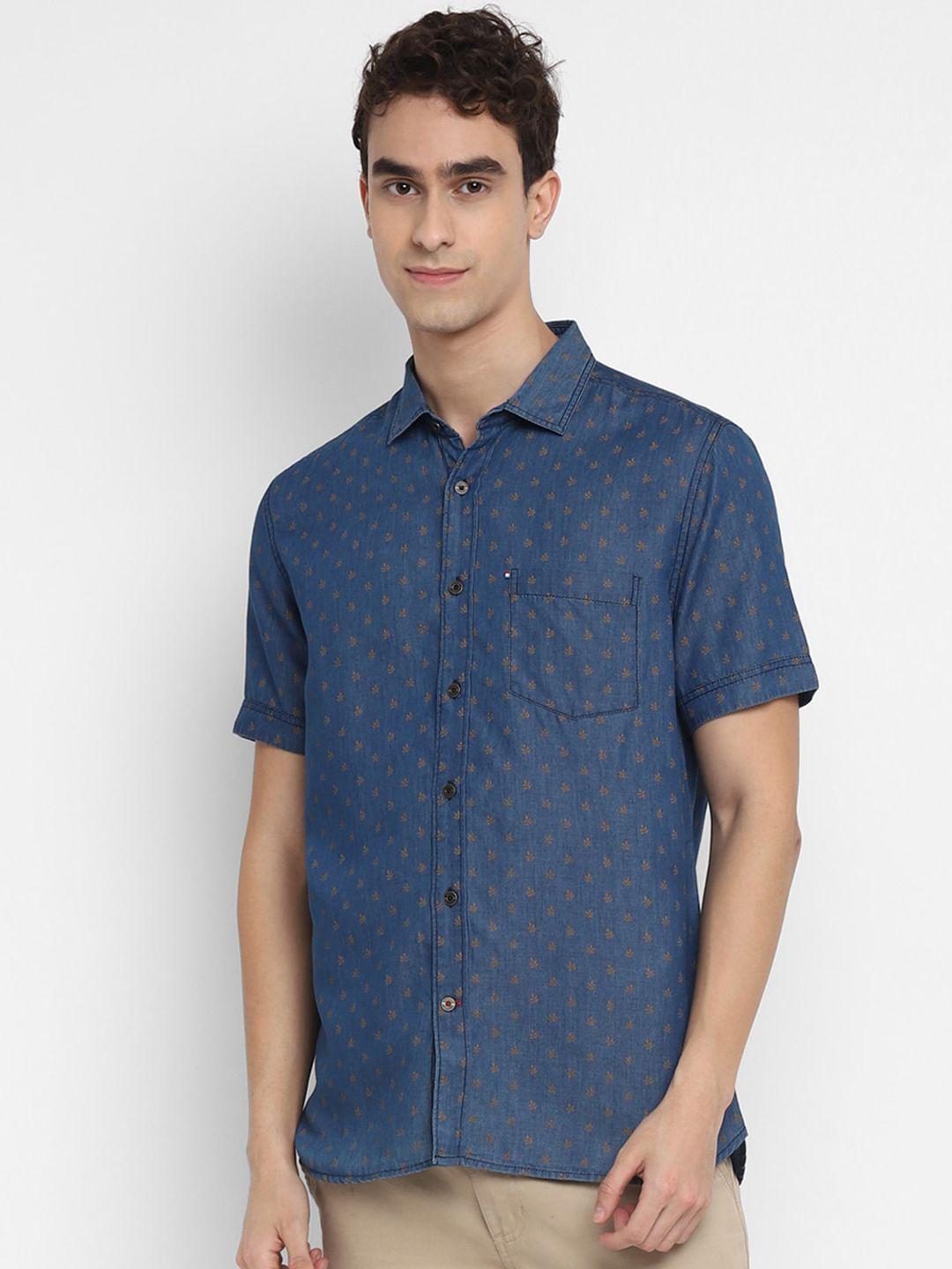 red chief men blue opaque printed casual shirt