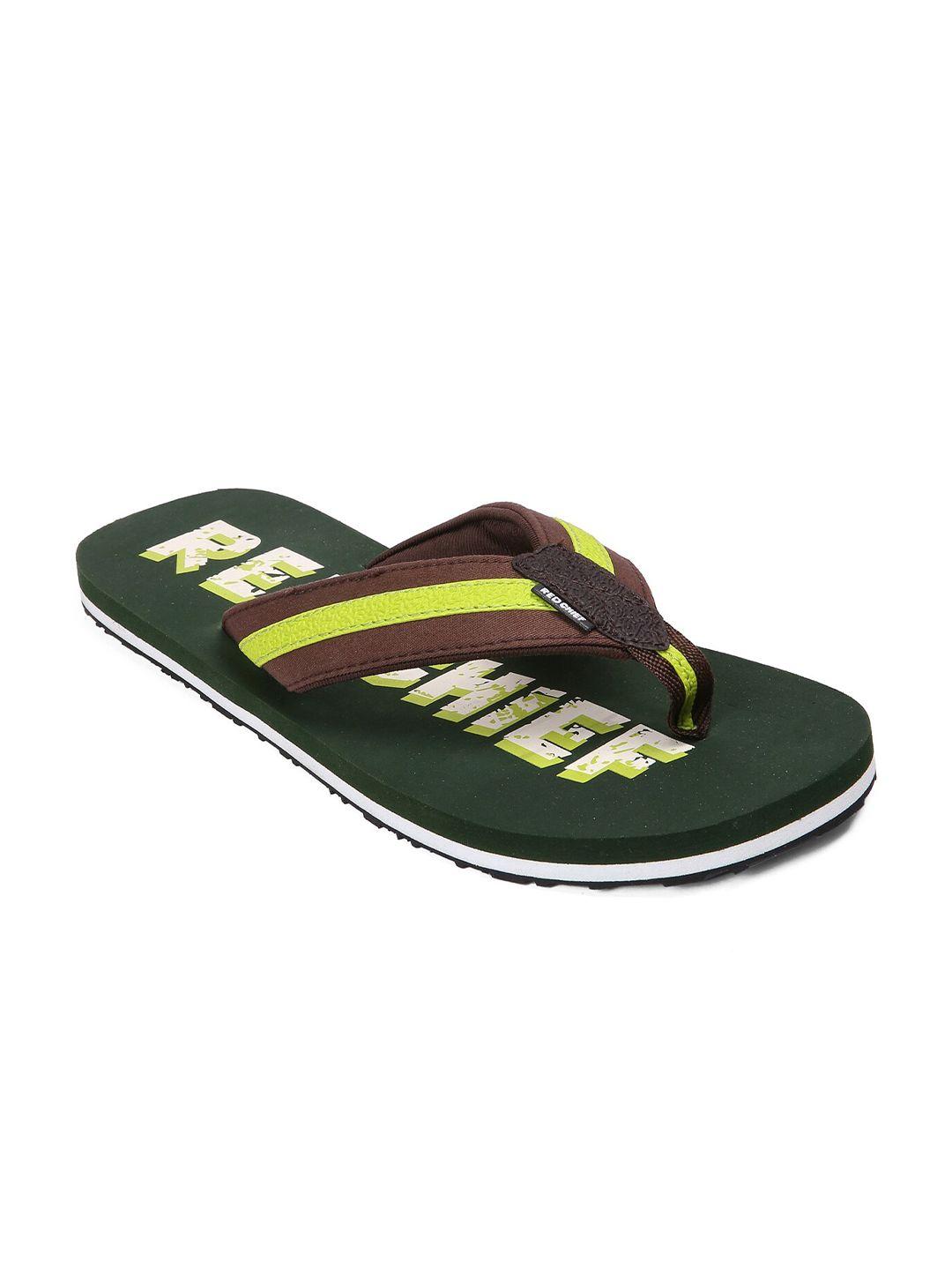 red chief men brown & green printed thong flip-flops