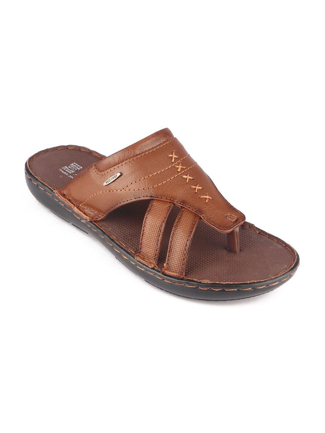 red chief men brown leather comfort sandals