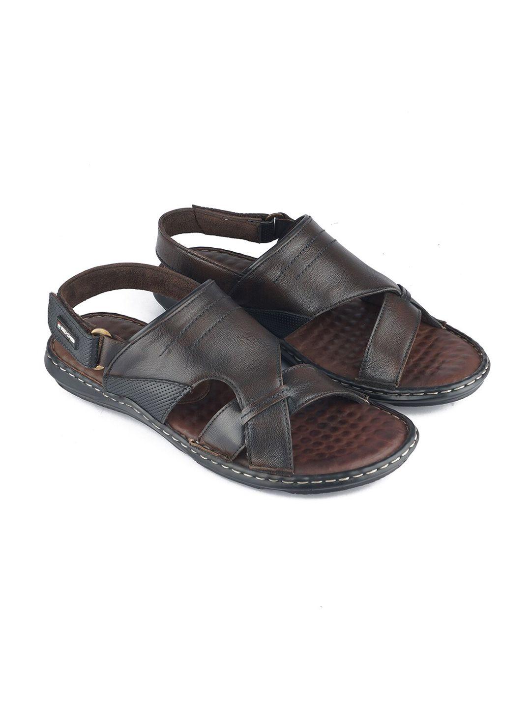 red chief men brown leather comfort sandals