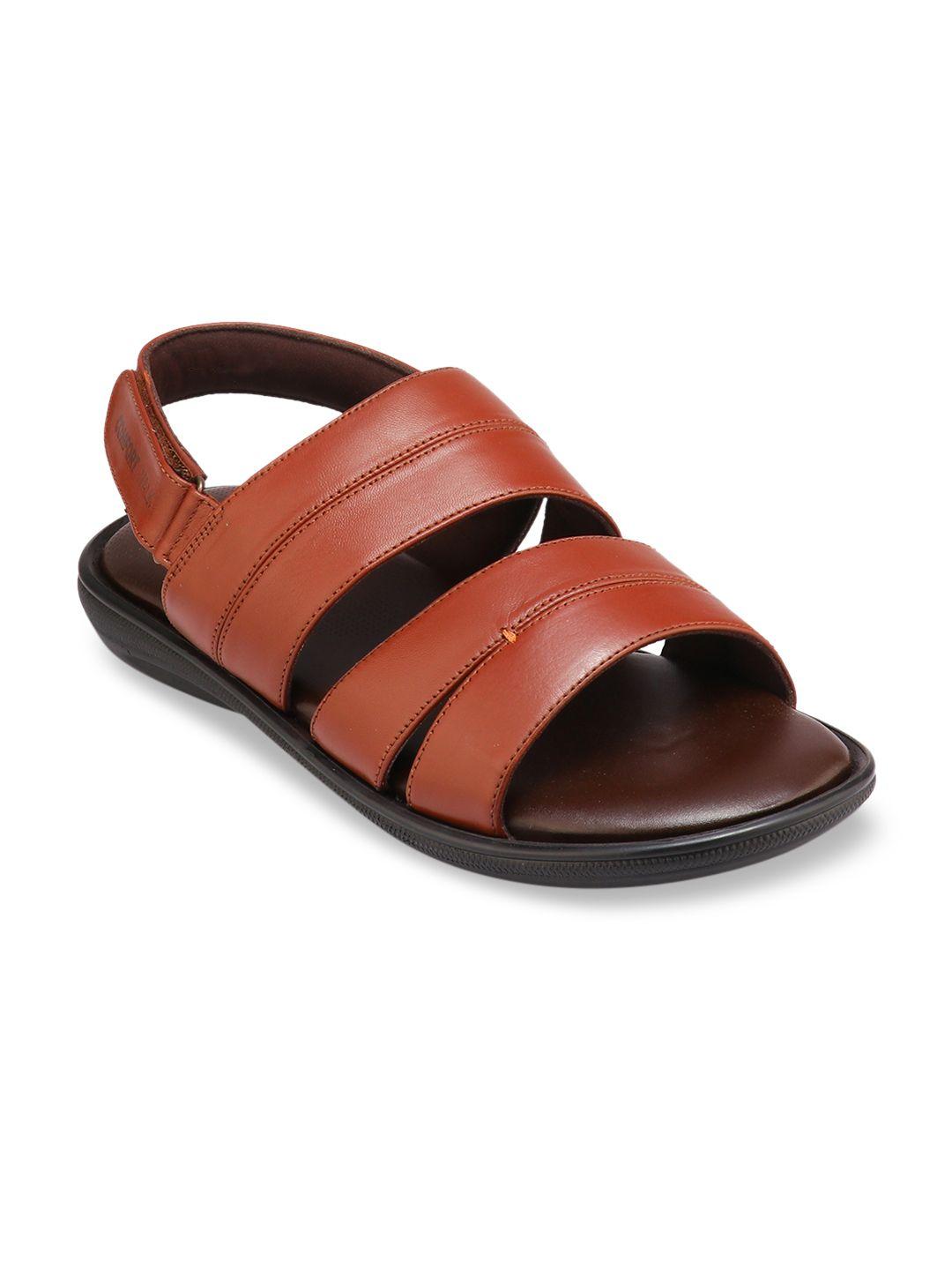 red chief men brown solid leather sandals